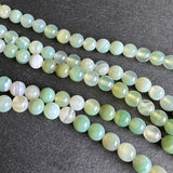 6mm light green striped agate beads - round - smooth - 15" strand - approx. 60 beads