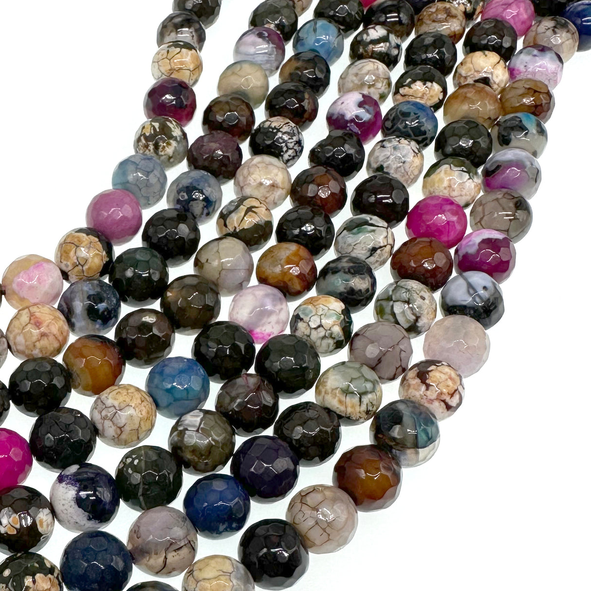 8mm - Firework Fire Agate - Round - Faceted