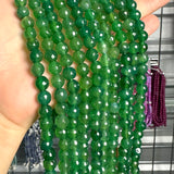 8mm green candy jade (quartz) - round- faceted (dyed)