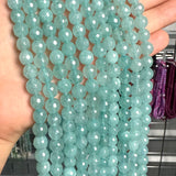 8mm aqua blue candy jade (quartz) - round- faceted (dyed) WJ40-1