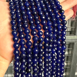 8mm dark blue candy jade (quartz) - round- faceted (dyed)