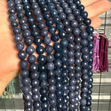 8mm navy blue candy jade (quartz) - round- faceted (dyed) WJ40-9