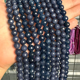 8mm navy blue candy jade (quartz) - round- faceted (dyed)