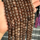 8mm coconut brown candy jade (quartz) - round- faceted (dyed) WJ40-3