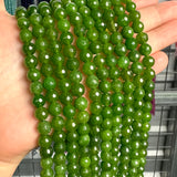 8mm pine green candy jade (quartz) - round- faceted (dyed) WJ40-10