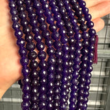 8mm purple candy jade (quartz) - round- faceted (dyed)