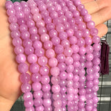 8mm violet candy jade (quartz) - round- faceted (dyed)