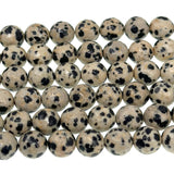 8mm dalmatian jasper beads - round - faceted - 15" strand - approx. 50 beads