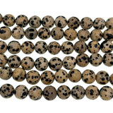 8mm dalmatian jasper beads - round - frosted - 15" strand - approx. 45 beads