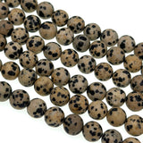 8mm dalmatian jasper beads - round - frosted - 15" strand - approx. 45 beads