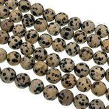 8mm dalmatian jasper beads - round - frosted - 15" strand - approx. 45 beads