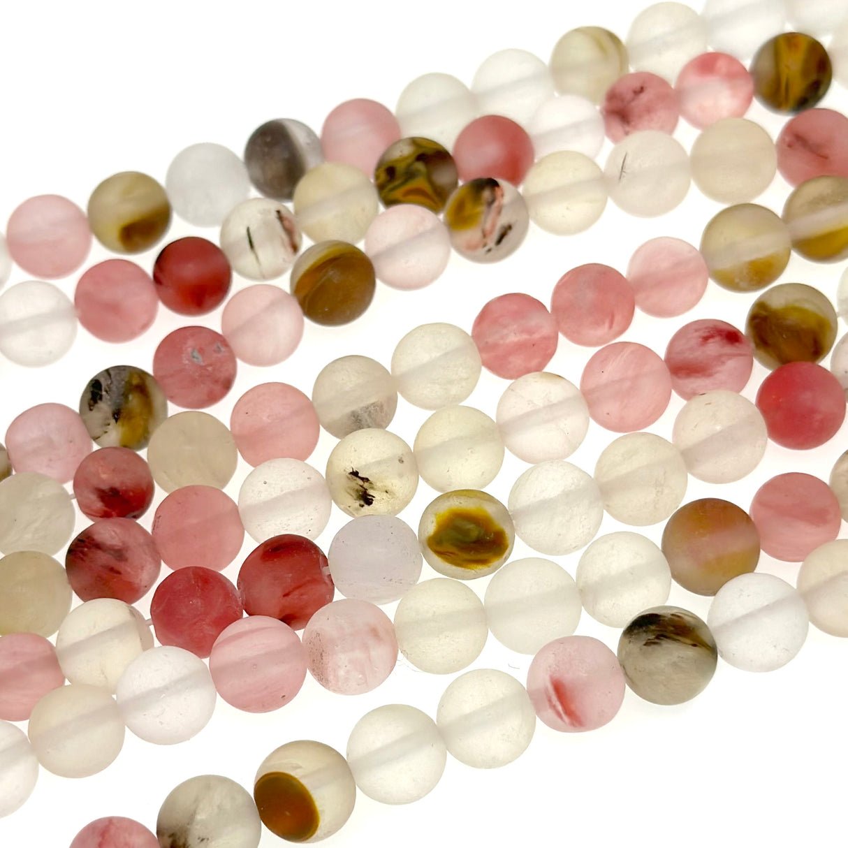 8mm - Watermelon Stone - Round - Frosted