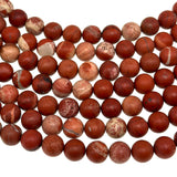 8mm - White Lace Red Jasper - Round - Frosted