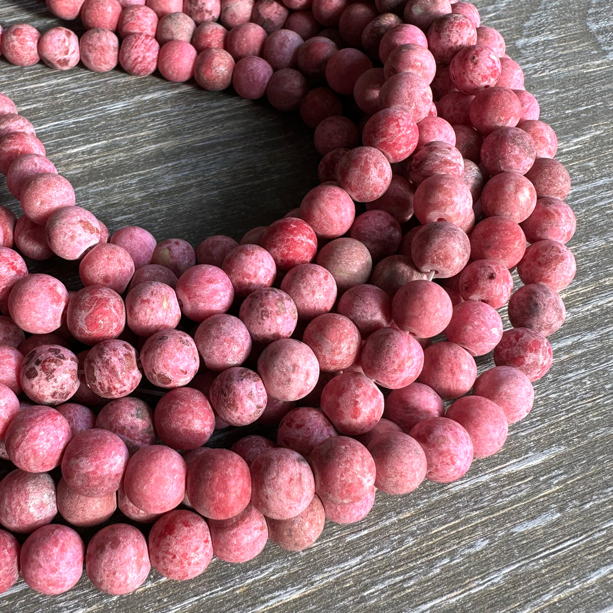 8mm pink crazy agate - round - matte