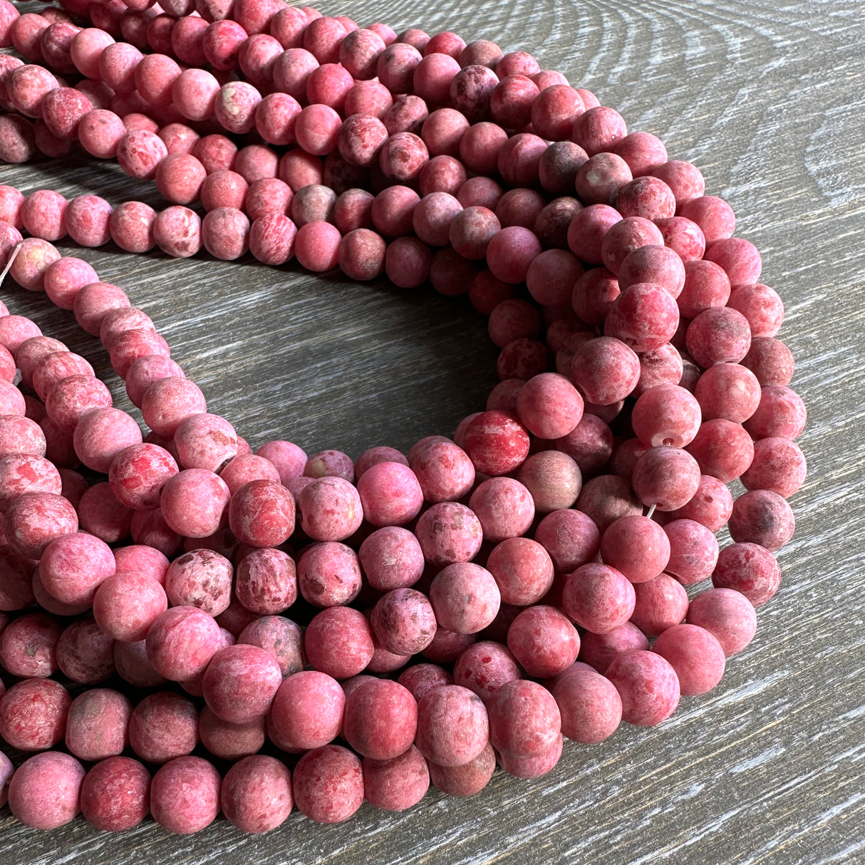 8mm pink crazy agate - round - matte