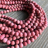 8mm pink crazy agate - round - matte