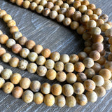 8mm yellow crazy agate - round - matte