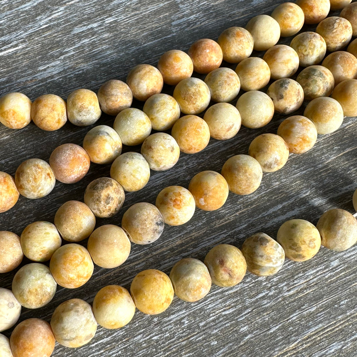 8mm yellow crazy agate - round - matte