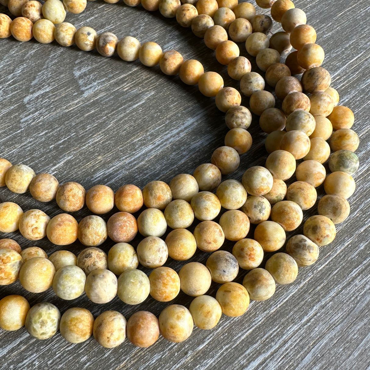 8mm yellow crazy agate - round - matte