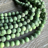 8mm green crazy agate - round - matte