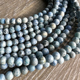 8mm light blue crazy agate - round - matte