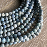 8mm light blue crazy agate - round - matte