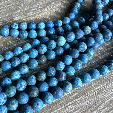 8mm dark blue crazy agate - round - matte