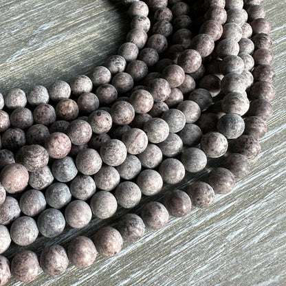 8mm dark brown crazy agate - round - matte