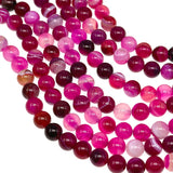 8mm - Pink Striped Agate - Round - Smooth - 15" strand - approx. 50 beads ST2-4