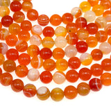 8mm - Orange Striped Agate - Round - Smooth