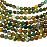 8mm - Yellow Green Striped Agate - Round - Smooth - 15" strand - approx. 50 beads ST2-5