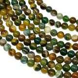 8mm - Yellow Green Striped Agate - Round - Smooth