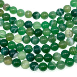 8mm - Green Striped Agate - Round - Smooth