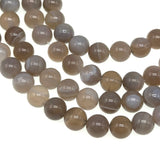 8mm - Light Gray Striped Agate - Round - Smooth - 15" strand - approx. 50 beads ST2-2