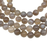 8mm - Light Gray Striped Agate - Round - Smooth