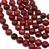 8mm red crazy agate - round - smooth