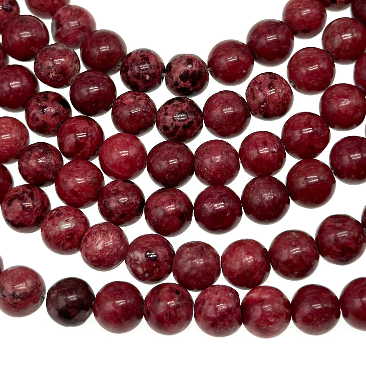 8mm red crazy agate - round - smooth