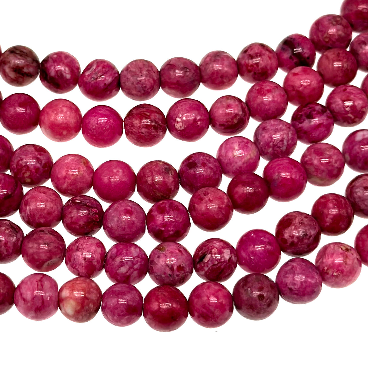 8mm fuschia crazy agate - round - smooth