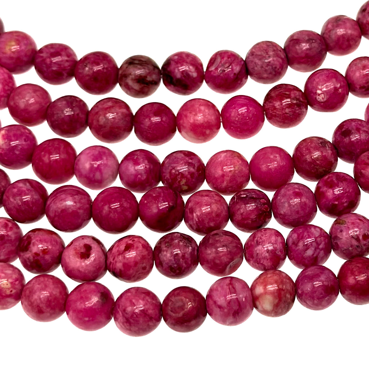 8mm fuschia crazy agate - round - smooth