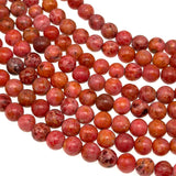 8mm pink & orange crazy agate - round - smooth