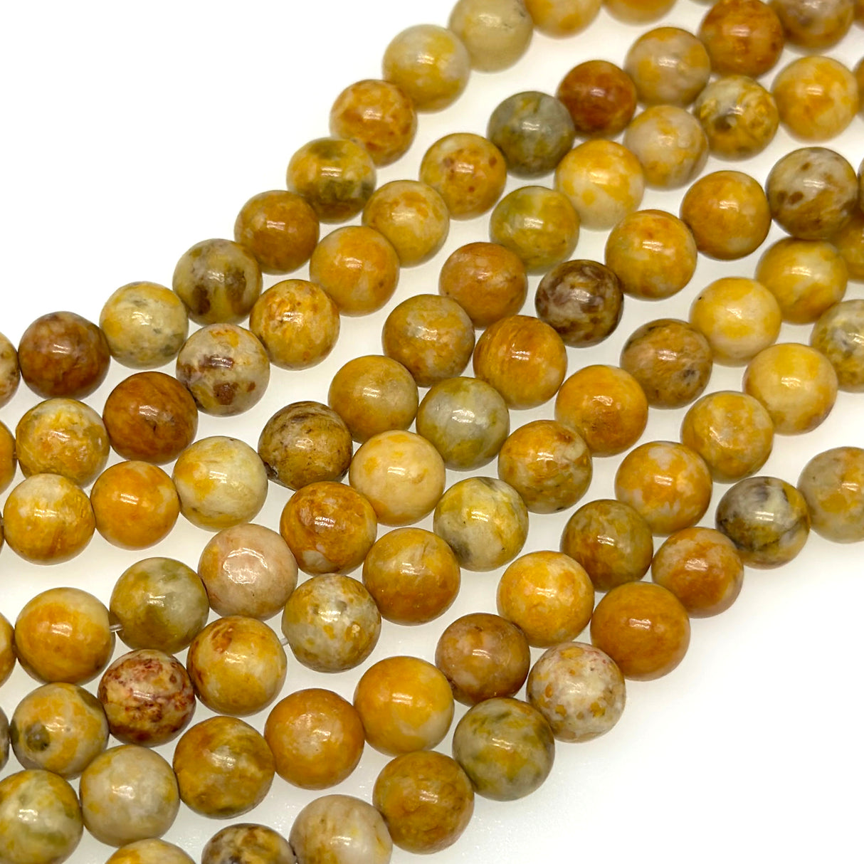 8mm yellow crazy agate - round - smooth