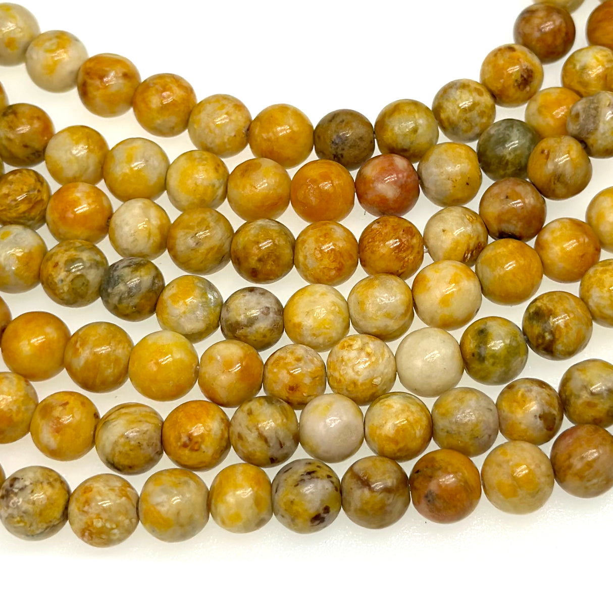 8mm yellow crazy agate - round - smooth