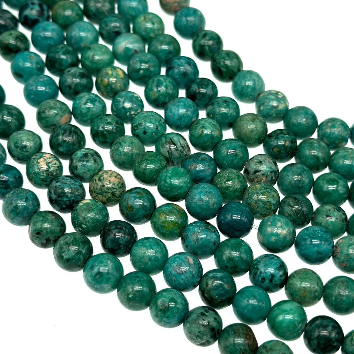 8mm dark cyan crazy agate - round - smooth