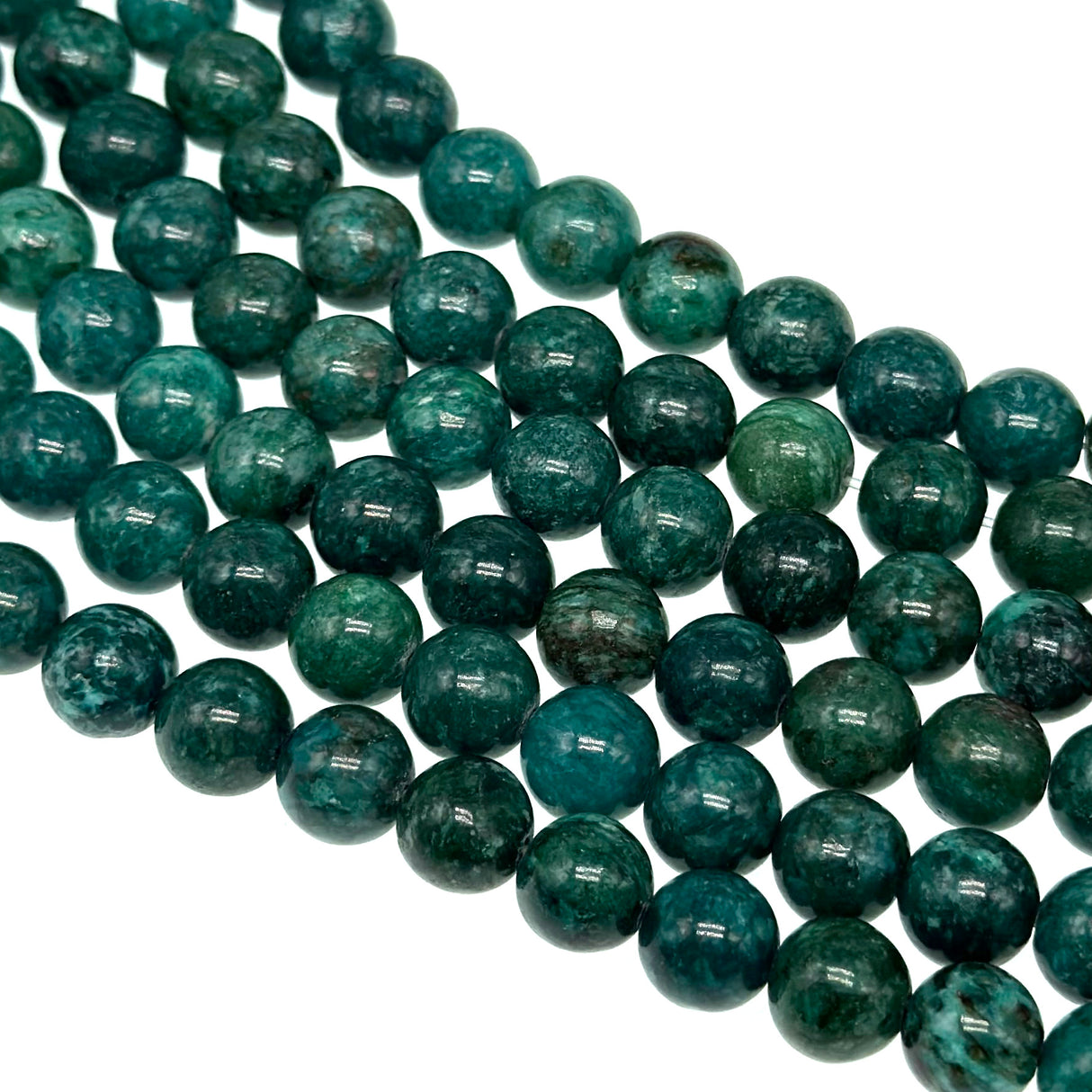 8mm dark teal crazy agate - round - smooth