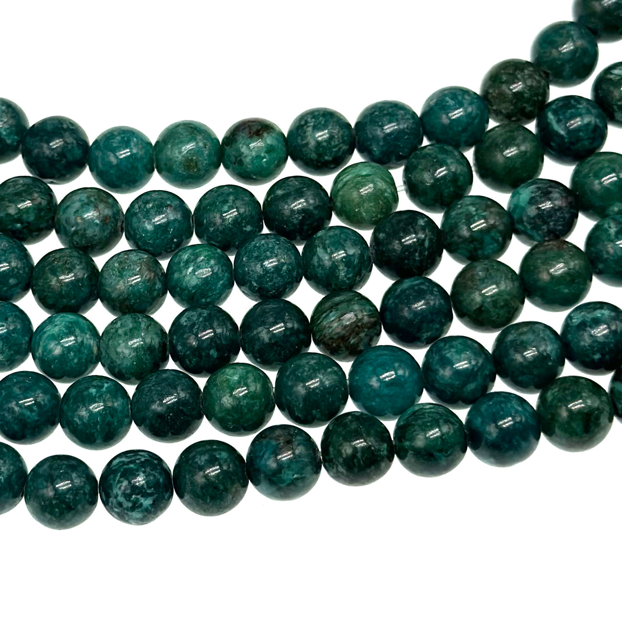 8mm dark teal crazy agate - round - smooth