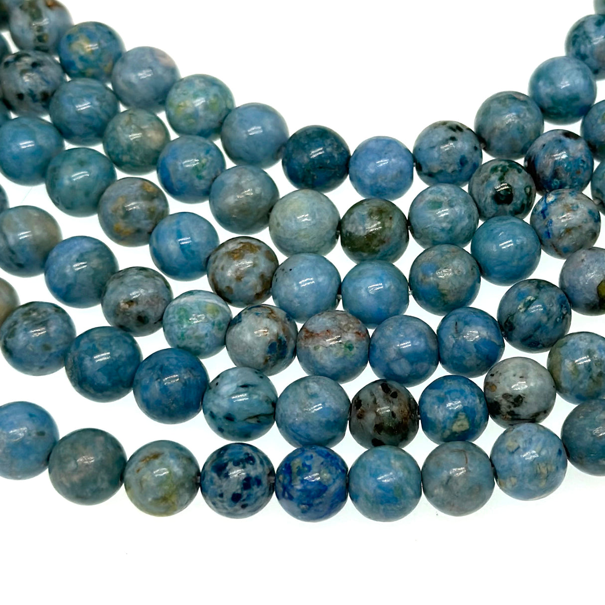 8mm medium blue crazy agate - round - smooth