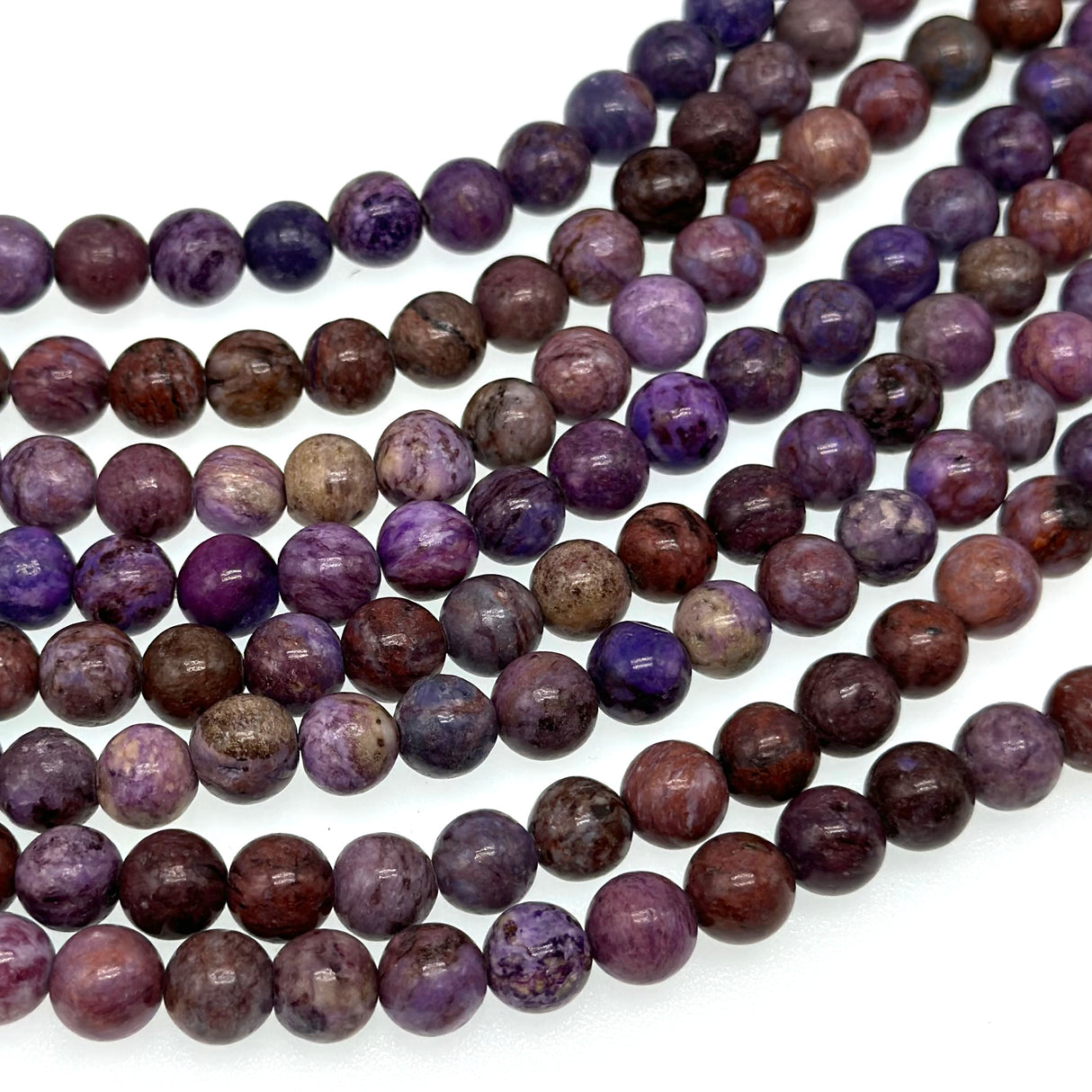 8mm purple crazy agate - round - smooth