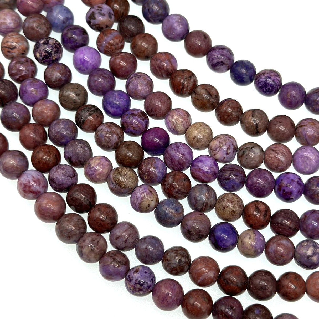 8mm purple crazy agate - round - smooth