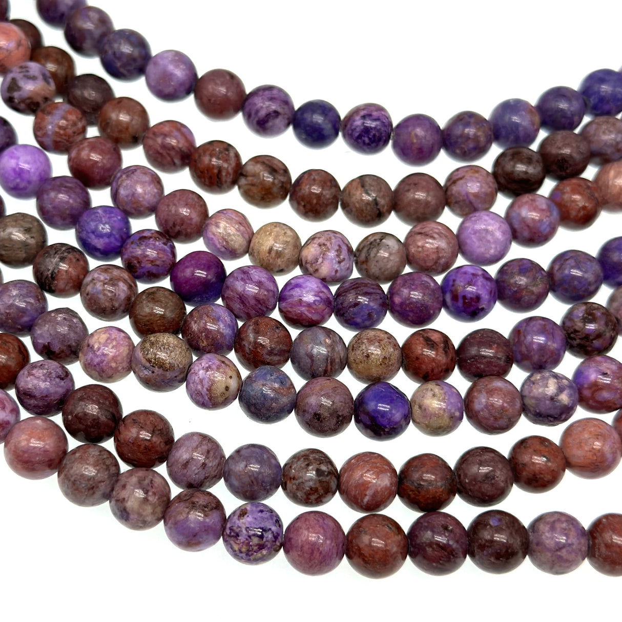 8mm purple crazy agate - round - smooth