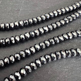 6mm black electroplated hematite beads- rondelle - faceted - 15" strand - approx. 100 beads